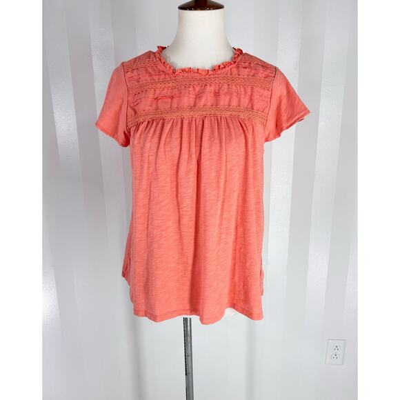 ELLA MOSS Women’s Coral Embroidered Top Sz M - Picture 1 of 10